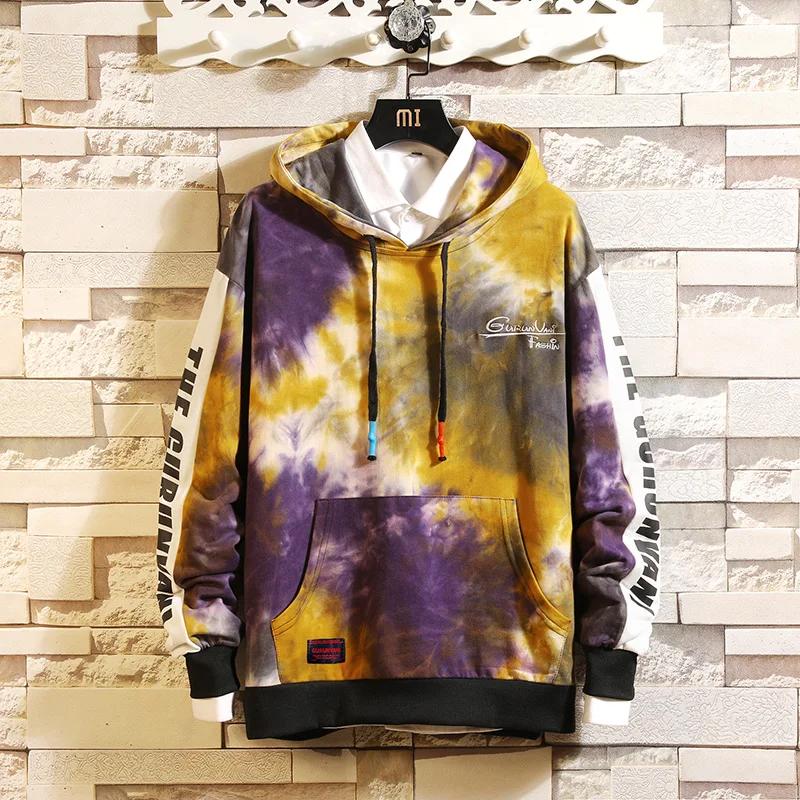 

Men Tie Dye Harajuku Hoodies Oversized Pullover Mens Japanese Streetwear Hoodie Male Korean Fashions Sweatshirts
