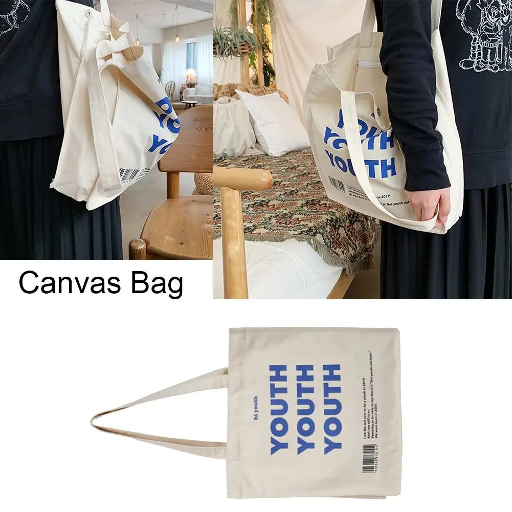 Женская холщовая хозяйственная сумка через плечо, сумки с буквенным принтом, Женская Повседневная сумка из хлопчатобумажной ткани, Женская эко-сумка, сумки, кошелек для девочек и сумки - Цвет: White
