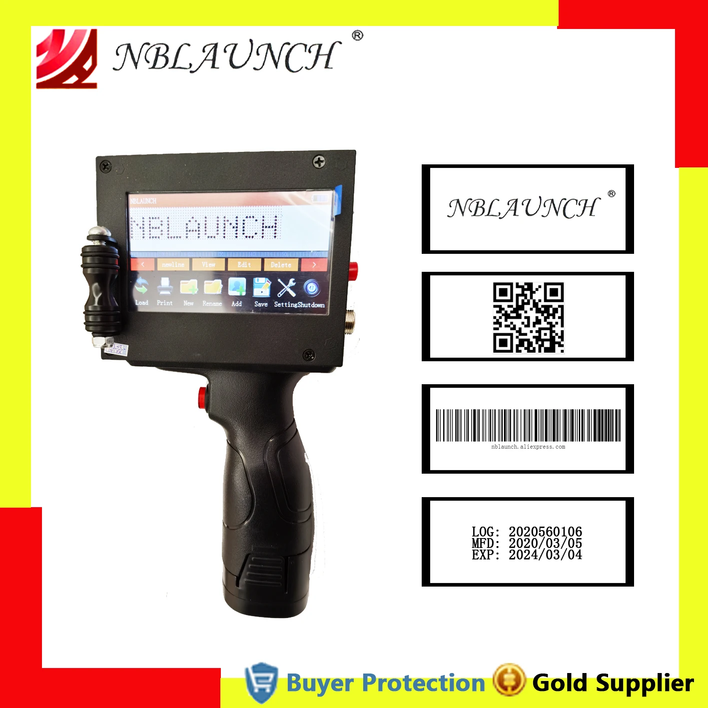 Intelligent Handheld Inkjet Printer Date Code QR Code Barcode LOGO