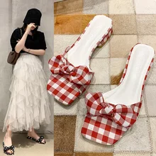 

Women's 2021 New Sandals and Slippers, Thick-heeled Plaid, Fashionable Casual Sandals, Slippers on Foot Sandals for Women