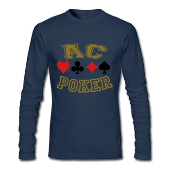 

Free Shipping Men's T Shirts ATLANTIC CITY POKER CARDS Natural Cotton Round Neck Long Sleeve Camisetas For Man