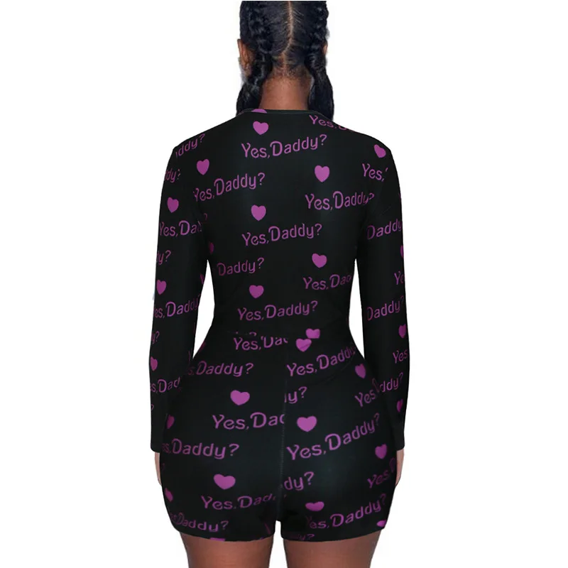 2020 summer short pants Rompers Sexy Bodycon long sleeve print jumpsuit for women DZ002