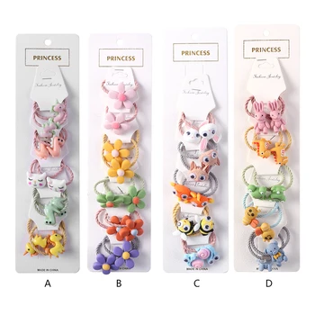 

5 Pairs Cute Baby Girls Hair Ring Kids Elastic Hair Rubber Bands Headwear