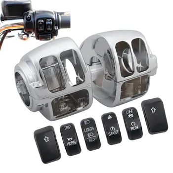 

Motorcycle Chrome Pair Switch Housings Cover& Switch Button Cap For Harley Dyna FXDSE FXDL FXDB