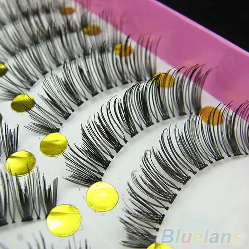 

10 Pairs Long Cross False Eyelashes Makeup Natural Fake Thick Black Eye Lashes