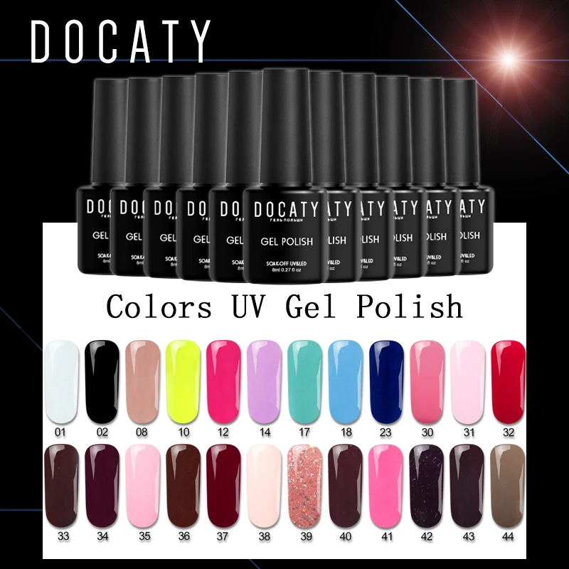 

Docaty Color Gel Nail Polish Soaking UV Hybrid Varnish Semi-permanent Gel Polish Need Top Coat Base Soak Off LED Lamp Decoration