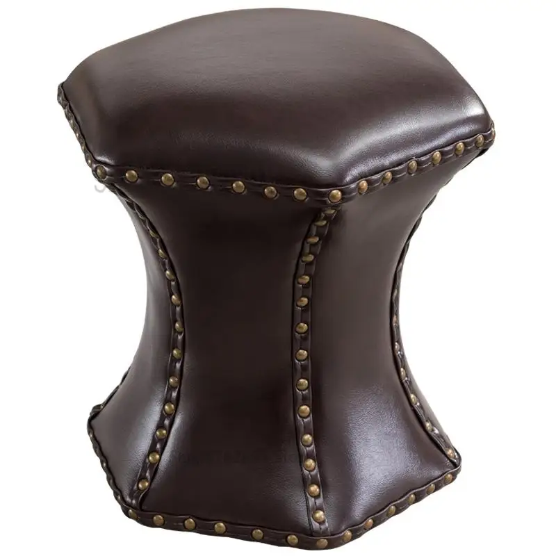 Leather Small Stool Pier Sofa Home Living Room Round Shoe Change Ktv Fitting Hexago |