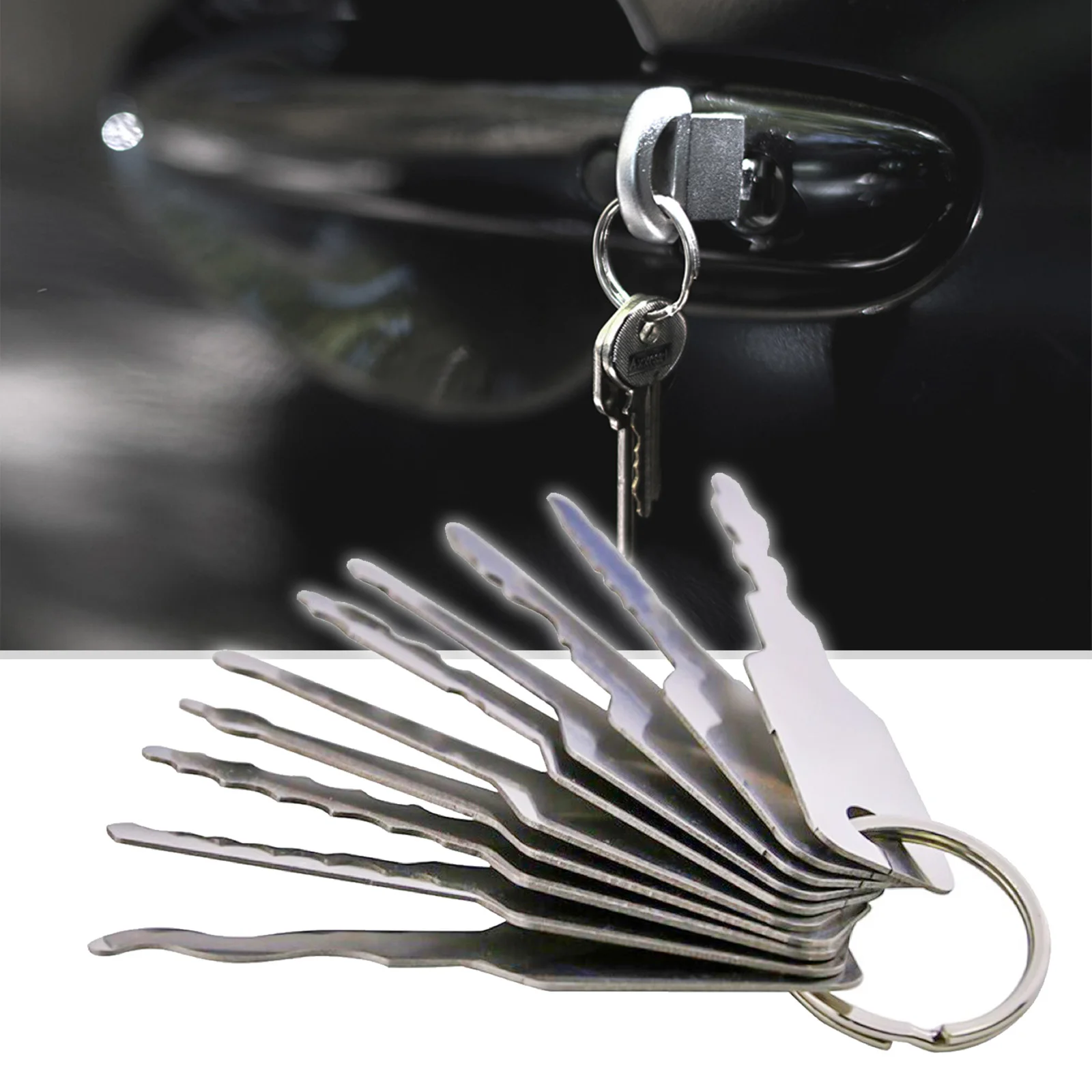 10PCSStainlessSteelJigglerKeysDualSidedCarUnlockLockOpen