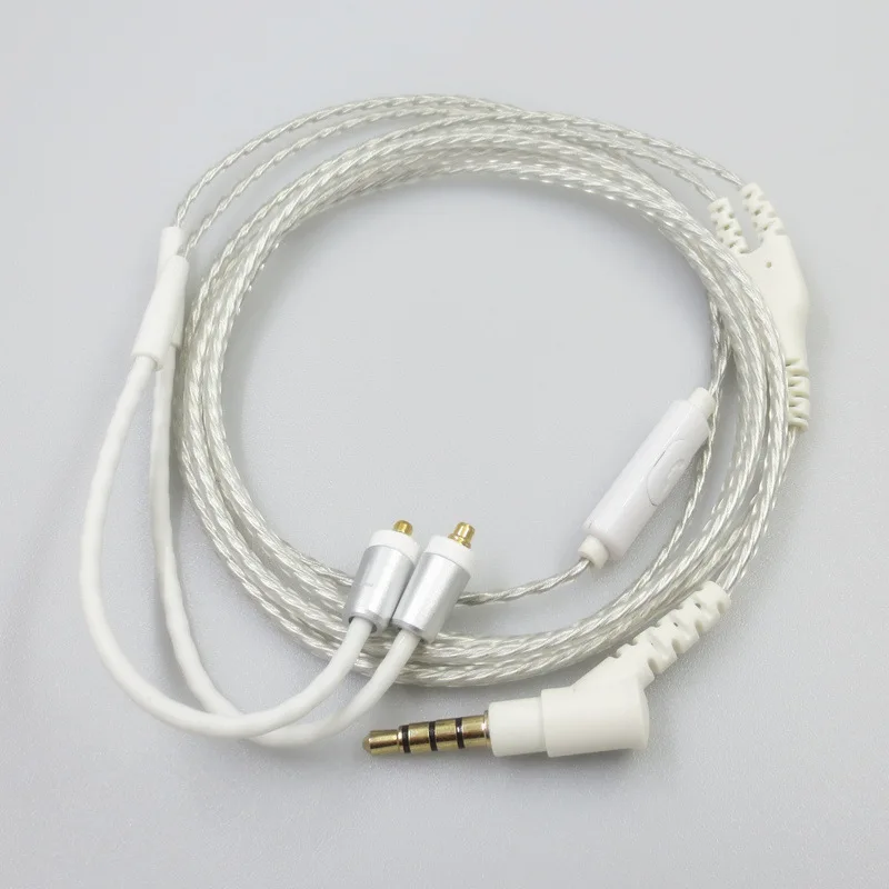 Replacement MMCX Upgrade Audio Cable for Shure SE215 SE535 SE846 UE900 W40 Headphones with Mic for HiFi Earphone