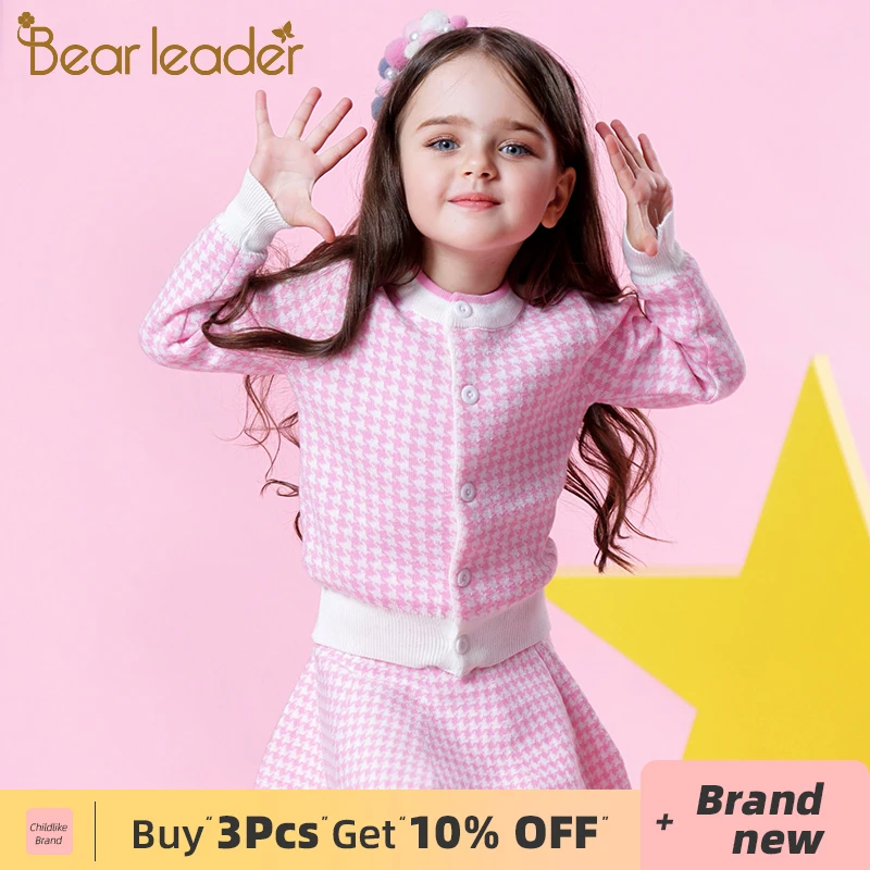 Bear Leader/комплекты для девочек коллекция 2021 года новые весенние розовые вязаные