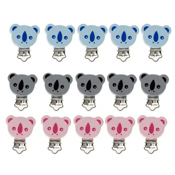 

5pcs/lot Wooden Baby Children Pacifier Holder Clip Infant Cute Animal Koala Nipple Clasps For Baby Product Baby Teether Toys