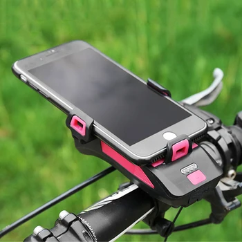 

LED 4 in 1 Waterproof Bicycle Front Light with Bike Horn Phone Holder Powerbank Cycling PUO88