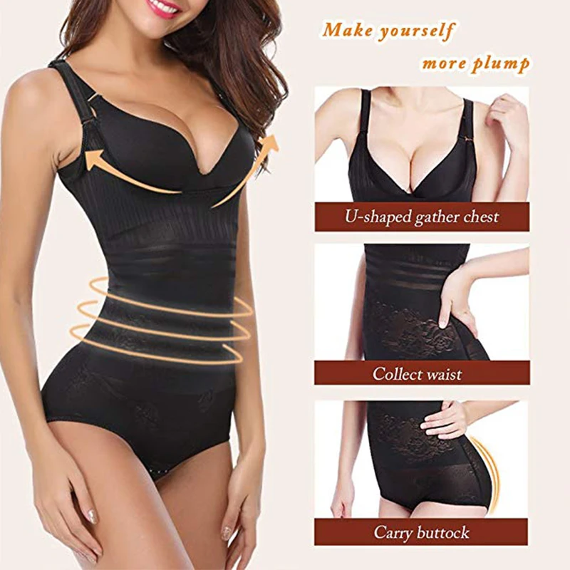 Women Seamless Firm Control Slimming Bodysuit Shapewear Faja Open Bust Briefs Slimmer Full Body Shaper Slim Waist Trainer Corset