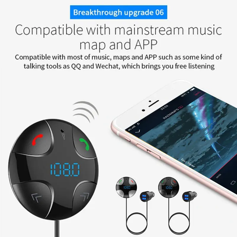 Мини Hands-Free АВТО музыкальный приемник умный динамик телефон автомобильный Bluetooth 4,2 приемник комплект встроенный DSP подавление шума для транспортного средства