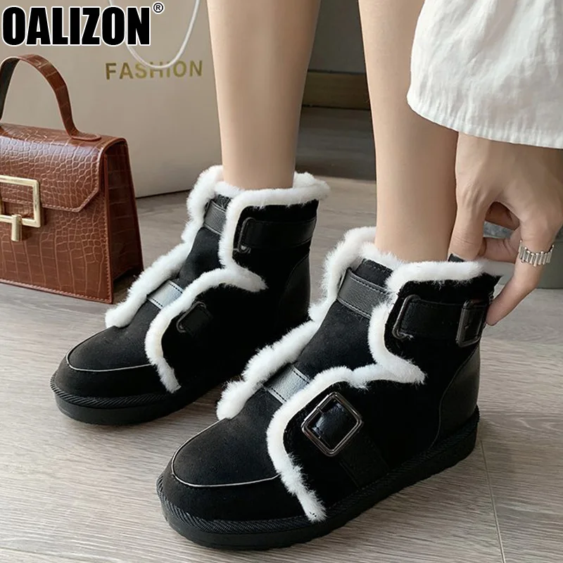 

Winter Women Female Buckle Belt Thicken Cotton Warmth Snow Boots Bottine Booties Botas Flat Boots Shoes Ladies For Footwear R682