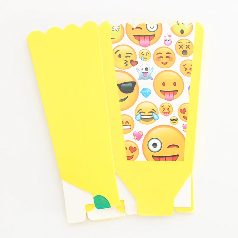 

6pcs/lots Emoji Prints Popcorn Cup Box Happy Birthday Party Candy Box for kids Favor Gift supplies