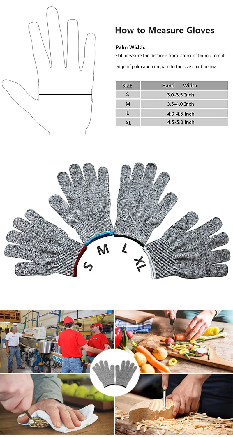 Пищевая кухня HPPE анти-резка перчатки уровень 5 Бытовая защита рук анти-Резные Перчатки