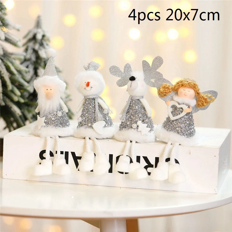 4 PCS 20x7cm 1/4 шт./партия, Симпатичные рождественские украшения Ангел подвеска плюшевая кукла нежные подарки украшения рождественской елки рождественские украшения для дома - Цвет: 4 PCS 20x7cm