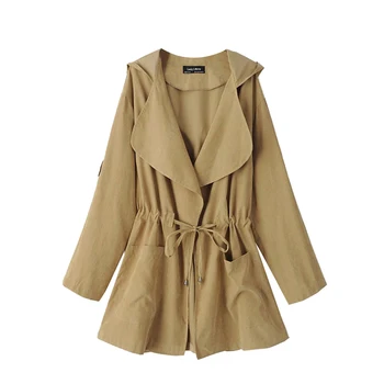 

Female Women Jacket Feminine Fashion Autumn Winte Medium Long Section Hooded Light Windbreaker Coat Women Ropa Mujer!: