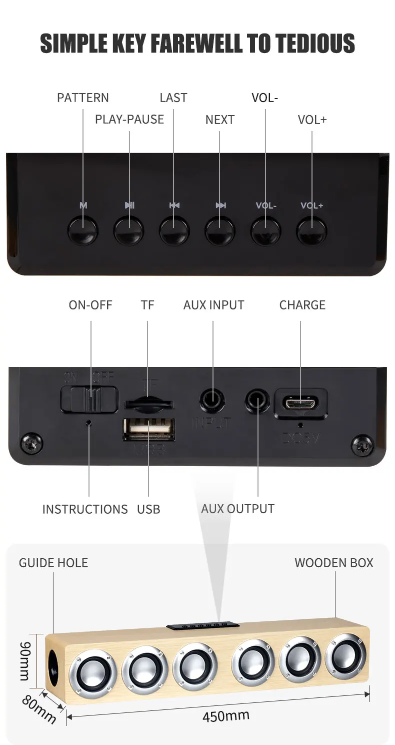 30w portátil bluetooth alto-falante soundbar computador de