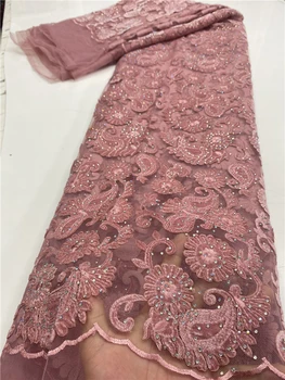 

Nigerian Velvet Lace Fabrics 2020 High Quality Lace African Lace Fabric With Stones For Women Wedding Party Sewing YA3595B-3