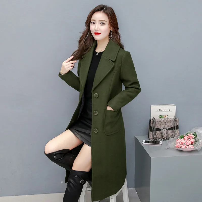 

2018 Autumn Clothing New Style Fashion Long over-the-Knee Woolen Coat Slim Fit Was Thin Long Woolen Jacket 5579 #