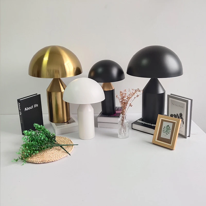 Black White Gold table Lamp Creative mushroom Table Lamp for Bedroom Study Living Room Decoration Desk lamp