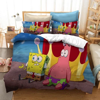 

Comic SpongeBob Piestar Bedding Set Bedroom Decor Kids Gift Hypoallergenic Quilt Cover 1PC Duvet Cover with Pillowcase Dropship