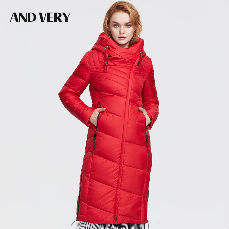 ANDVERY 2019 Зима новое поступление зимняя куртка для женщин новый стиль плотное хлопковое модное пальто с капюшоном длинное зимнее теплое