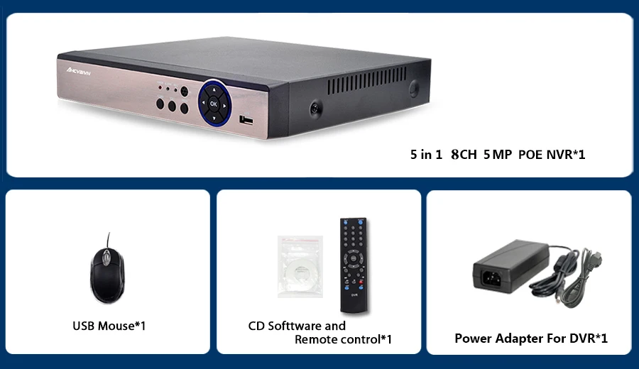 AHCVBIVN 8CH 5MP сетевой POE NVR видео рекордер 8CH 5MP NVR для видеонаблюдения ip-камера система Onvif P2P вид без HDD