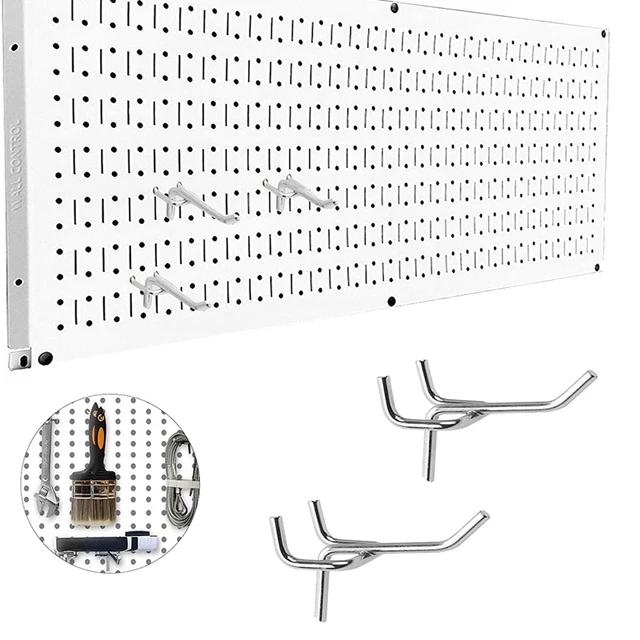 Dmora Conjunto de 2 paneles y 2 estantes del soporte de herramientas con 50  ganchos, objetos