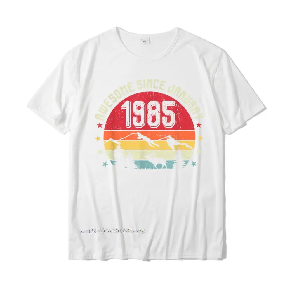 UniqueFamily Short Sleeve Tops Shirt Summer/Fall Funky Crewneck All Cotton Tees Mens T-shirts Normal  Drop Shipping Awesome Since January 1985 Birthday Shirt Vintage Shirt T-Shirt__1597. white