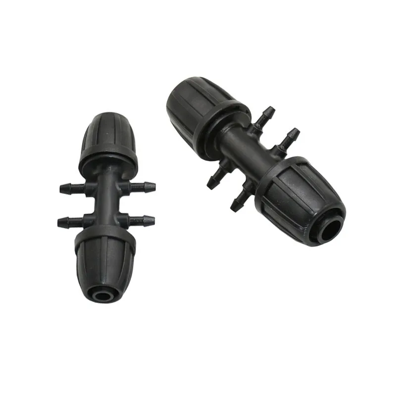 

1/8" to 1/2" 3/8" hose 4-way water splitter reducing barbed double way irrigation connector screw Shunt four outlets 20pcs