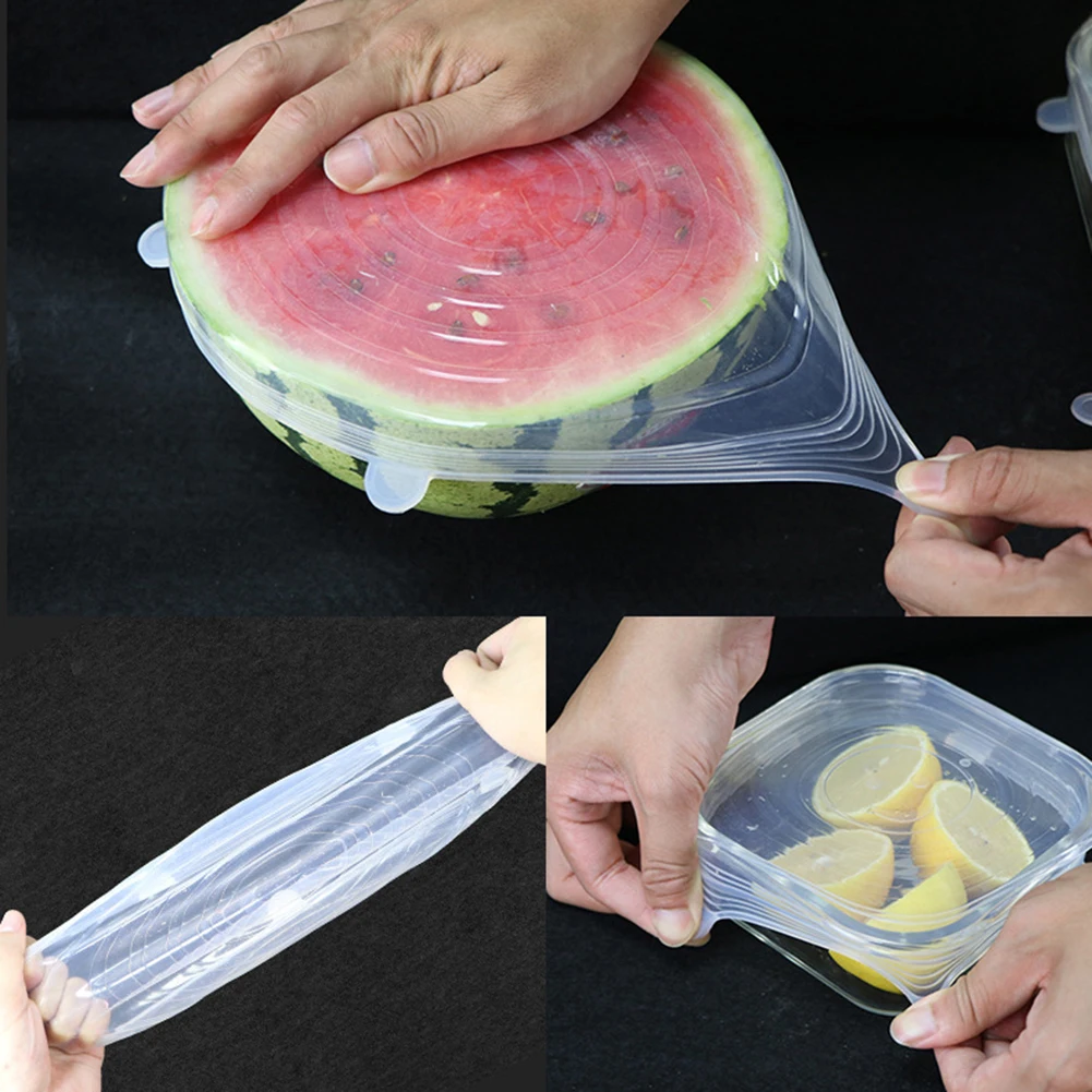 Силиконовые крышки прочные многоразовые для сохранения пищи Жаростойкие