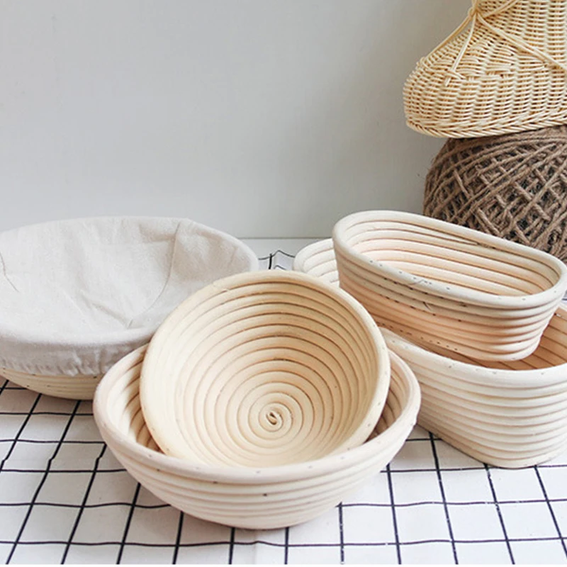 Dough Rattan Basket Dough Round Oval Bread Basket Proofing Proving Fermentation Baskets bakery tools baking tools for cakes