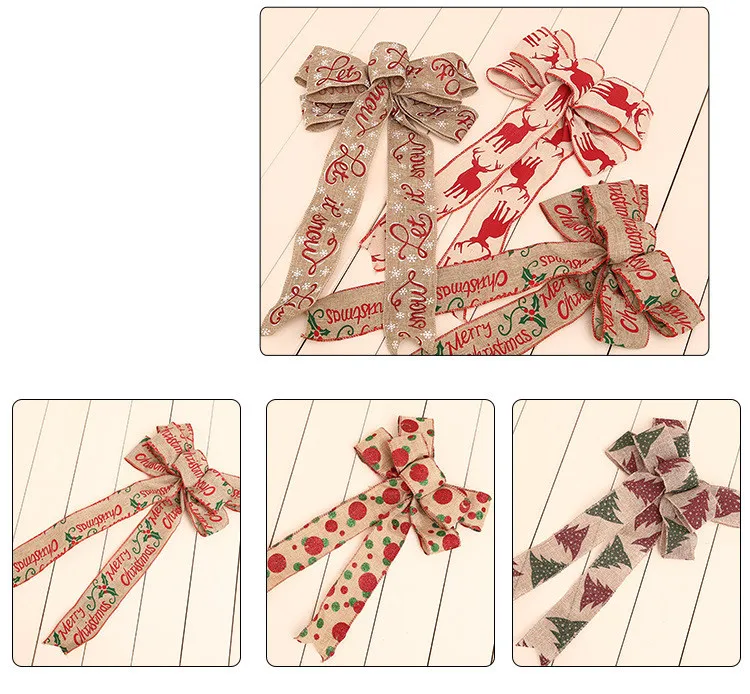 200cm Burlap Christmas Gift Box Decorations Ribbons Party Supply Xmas Bow Ribbon High-Grade Christmas Tree Decorations for Home