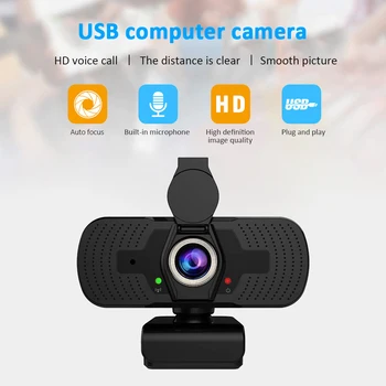 

1080P FHD USB Webcam with Built-in Mic Privacy Cover 110 Degree Lens Web Camera for Office Caring Computer Supplies