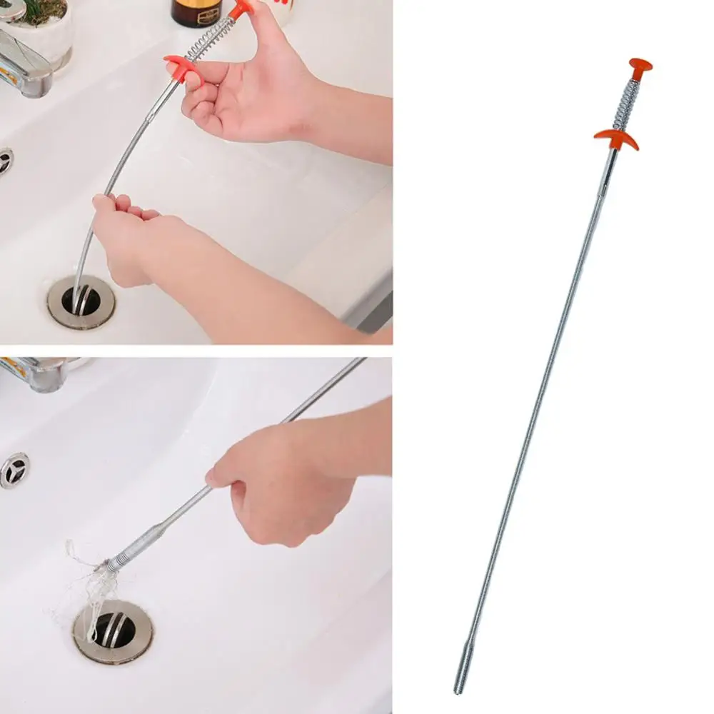Drain Snake, Drain Cleaner Sticks Clog Remover Cleaning Tools 23.6 Inch Spring Pipe Dredging Tools Household for Kitchen Sink