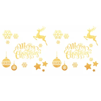 

2Pcs Wall Stickers Christmas Sticker Merry Christmas Paster Snowflake Sticker