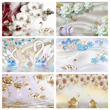 

HUACAN 5D Diamond Painting Swan Full Drill Square Diamond Embroidery Animal Mosaic Rhinestone Picture Home Decor Wall Art