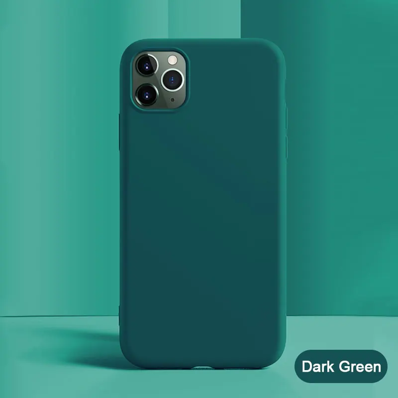 Милый карамельный цвет сплошной силиконовый чехол для телефона для iPhone 11 Pro Max чехол для iPhone 7 8 Plus X XS чехол для Max XR противоударный чехол - Цвет: Dark green