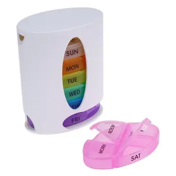 

7 Days 28 Grid Compartment Weekly Oval Colorful Pill Case Travel Medicine Box Holder Storage Organizer Container Case Pill Box