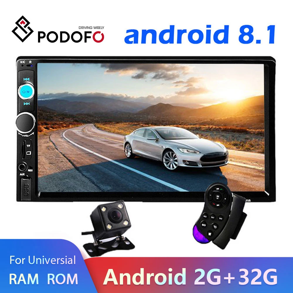 Автомагнитола Podofo, 2 DIN, с Android 8.1, радио, 7-дюймовым экраном, видеопроигрывателем MP5, GPS и Bluetooth для Volkswagen, Nissan, Hyundai, Kia Автомагнитола Podofo, 2 DIN, с Android 8.1, радио, 7-дюймовым экраном, видеопроигрывателем MP5, GPS и Bluetooth для Volkswagen, Nissan, Hyundai, Kia