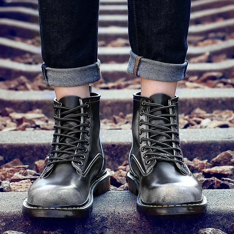 Mens Ankle Boot Martin Winter Boot Biker Boot for Men Leather Genuine Chelsea Boot Fashion Platform Boot Designer Chunky Boot 47