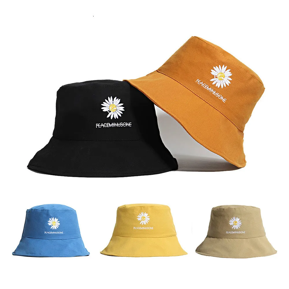 

Spot New Daisy Embroidered Fisherman Hat G-Dragon Men and Women Joint Celebrity Inspired Hat Spring and Summer Sunbonnet