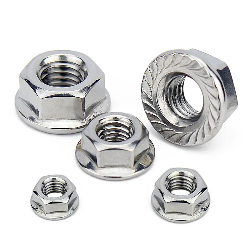 Hexagon Nuts Flange Nut Locking Nuts 10PCS/LOT 304 Stainless Steel Hexagon Flange Nut Pinking Slip Locking Lock Nut M3 M4 M5 M6 M8 M10 M12 M14 M16 M20 DIN6923