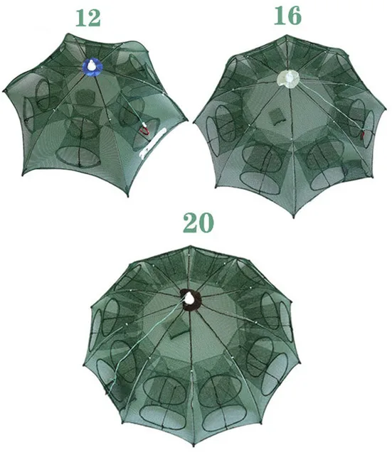 4/6/8/10/12/16/20 Holes Folded Portable Hexagon Fishing Net Crayfish Fish Automatic Trap Shrimp Carp Catcher Cages Mesh Nets Cra 4