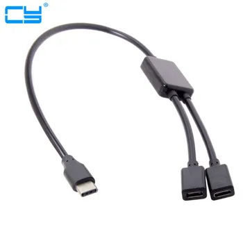 

Type-C to Dual Ports USB-C Female Hub Cable For Laptop PC & Mouse & Flash Disk