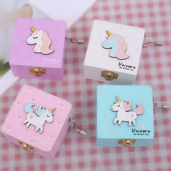 

Wooden Unicorn Music Box Hand-Cranked Girls Jewelry Musical Box ToyGame Box Special Souvenir Gift for Baby Child Baby WY804