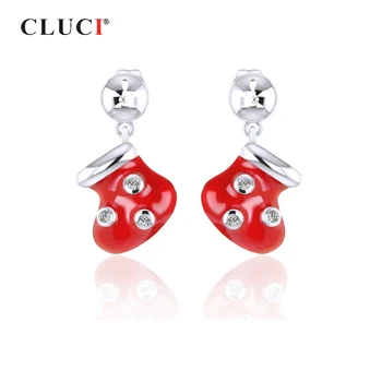 

CLUCI 925 Sterling Silver Stud Earrings Pearl Earrings Mounting for Jewelry Making Silver 925 Christmas Shoes Earring SE094SB